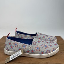 New Big Kids TOMS Alpargata 4th of July Glitter Slip On Loafers Shoes Size 4.5