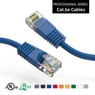 5 Pack of 9Ft CAT5E UTP Ethernet Network Booted Cable Blue