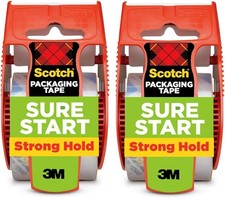 Sure Start Packing Tape, Clear, Quiet Unwind and Easy Start, Moving Supplies,