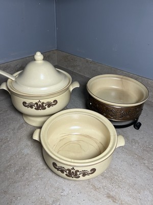 Pfaltzgraff Village Stoneware Soup Tureen With Lid/ladel, Casserole And Veg  Dish