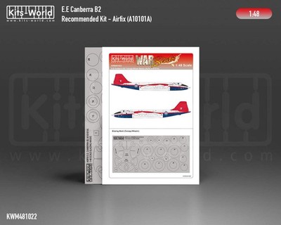 Kits-World M481022 1:48 E.E Canberra B2 Canopy & Wheels Paint Mask (Outside Only