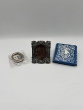 Vintage 1980s Art Nouveau Style Tiny Photo Frames Lot Of 2 Silver Tone Romantic