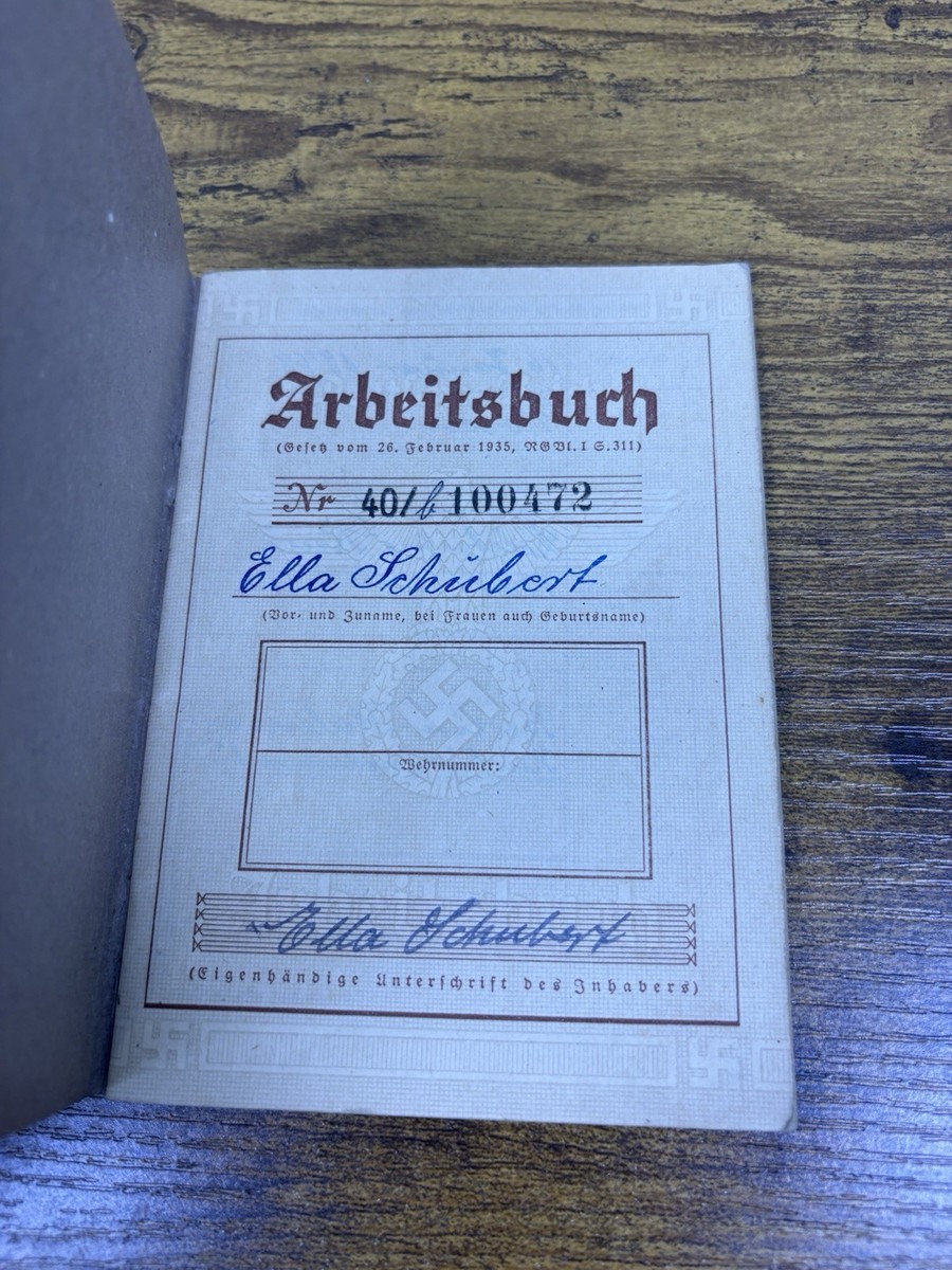 Deutsches Reich Arbeitsbuch Work Log Book Used Name Inside WWII