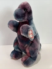 Vintage TY 1999 Beanie Buddy REX  Tyranosaurus Dinosaur 11” Plush Tye-Dye Tag