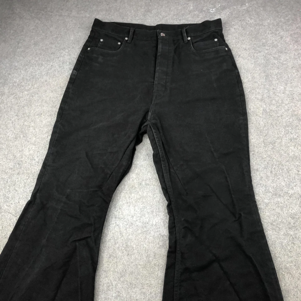 Rick Owens Jeans Mens 34 Black Wide Flare Bell Bottom Button Fly Made in Italy - Image 3 of 4