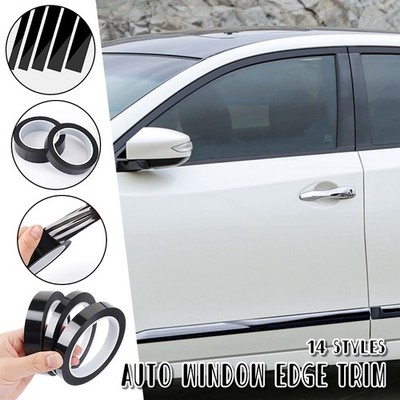 1roll 66m Bright Black Auto Window Edge Protector Stickers Car Door Window Trim.