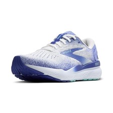 Brooks Women  s Ghost 16 Neutral Running Shoe - White/Amparo Blue/Limpet Shell -