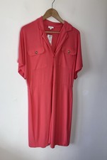 New Next Women’s Striking Coral Stretchy Midi Dress Size 16