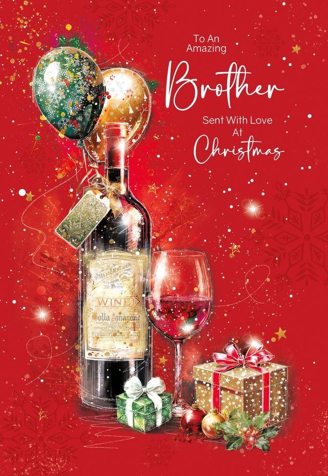 Christmas Card Brother - Foil Finish Cherry Orchard 5.6'' x 8.2''