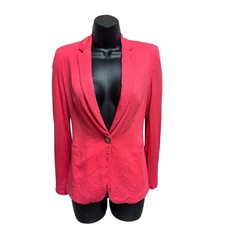 Zara Womens One Button Blazer XS Pink Fitted Career Casual Jacket