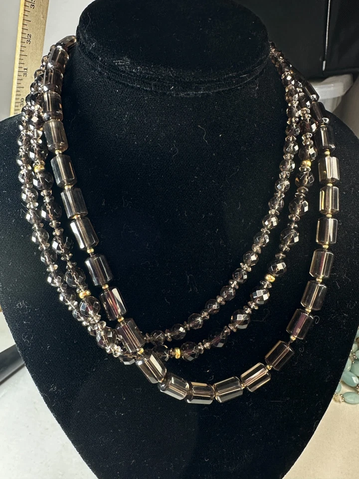 Collar Lucoral Lucas Lameth Cuarzo Ahumado Cuentas Multihilo 925 Marrón Foto 2 de 4