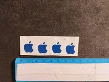 4 Adesivi In Vinile Blù Lucido Tuning Auto Logo Mela Apple