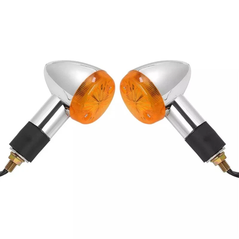 2x Luz indicadora intermitente de señal de giro para motocicleta Honda Suzuki Yamaha cromada Foto 3 de 4