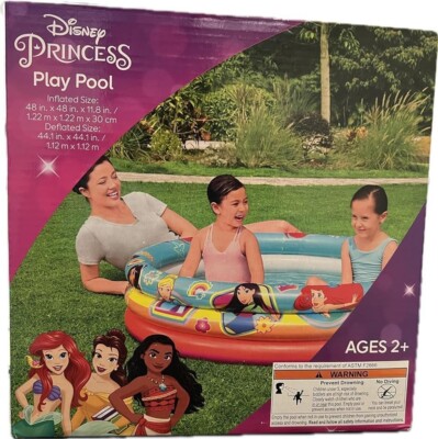 Disney Princess Inflatable Play Pool 3 Ring 48'' Mulan Ariel Cinderella #A143