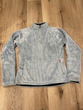 North Face Women  s Blue Sherpa Quarter Zip Pullover Pocket Soft Fleece Size Med