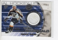 2001 VANGUARD DUAL GAME WORN JERSEY FITZGERALD TIMONEN HOCKEY CARD /1400 -TOPPS