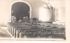 A71/ Paris Maine Me RPPC Real Photo Postcard c1910 Baptist Church Interior