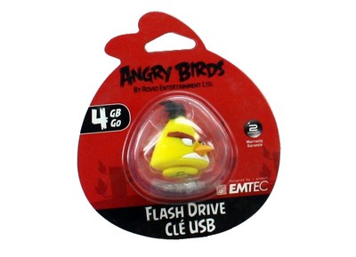 Angry Birds 4 GB Keychain Flash Drive Yellow Angry Bird Chuck EMTEC NEW
