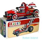 Robot Astronaut Racer Tin Toy Car Windup Red