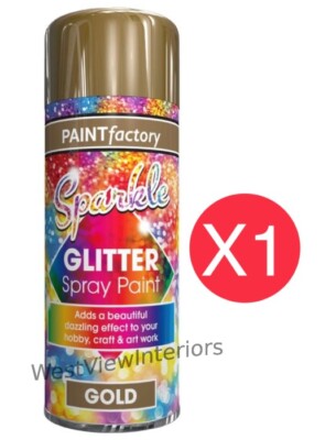 Sparkle Gold Glitzer Sprühfarbe Schillernder Effekt Hobby Basteln Kunstwerk 200ml