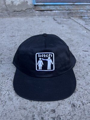 【THEAIRTOWN】90’s BITCH CAP Vintage 90s Bitch Skateboarding Cap Hat Logo Embroidered