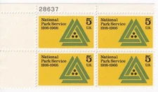 STAMP US SCOTT 1314 "National Park Services" 5 CENT 1966 MNH PB OF 4 UL - B