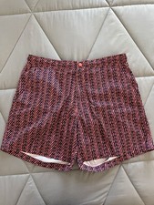 Mens Swimming Trunks Surf  Swim Co. XL Maroon  Navy Blue Waves Geometric Net
