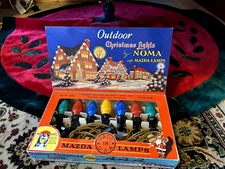 NOMA Outdoor Christmas Lights Mazda Lamps - Working - Vintage 1940s +FAST SHIP!