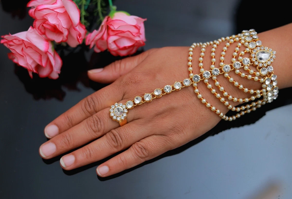 Indian Bollywood Hand Thong Bracelet Designer Finger Ring