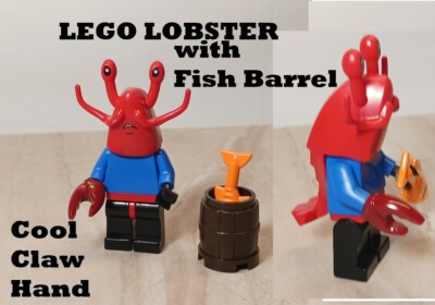 New LEGO LOBSTER Claw Hand Rubber Large Head Free Body Fish Food Barrel Seafood