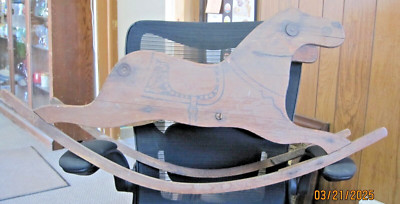 Child's Primitive Shoo Fly 1900'S Antique Wood Rocking Horse with ...