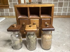 Vintage Enesco Japan 9 Drawer Spice Cabinet Chest W/ Spice Jars - 6 1/2” X6 1/2”