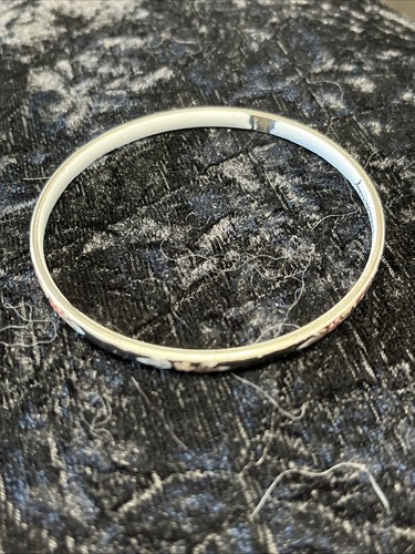 Vintage MICHAELA FREY Bangle Bracelet Enamel Austria Deco Floral SIGNED RARE - 第 7/7 張圖片