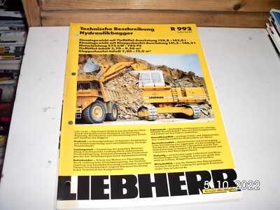 LIEBHERR  R 992 TECHNISCHE BESCHREIBUNG HYDRAULIKBAGGER BROSCHÜRE 12 SEITEN 1995