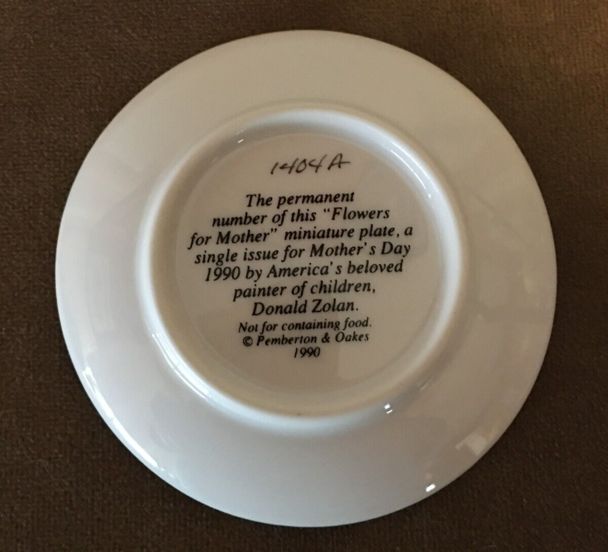 "FLOWERS FOR MOTHER" PEMBERTON & OAKES PLATE MOTHER'S DAY DONALD ZOLAN 1990 eBay