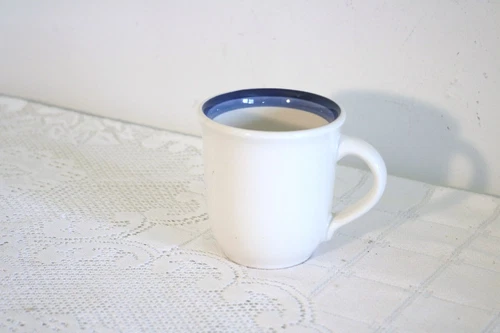 PFALTZGRAFF SKY BLUE BANDS USA STONEWARE 3 7/8"h Coffee Mugs Cups Set of 2