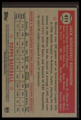 Promociones VIP de la Convención Nacional Topps 2012 #411 Jackie Robinson - Imagen 2 de 2