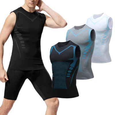 Herren Bauchweg Shirt Shapewear Unterhemd Kompression Tank Top Mieder Weste X✔ - Bild 1 von 4