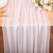 10FT White Chiffon Table Runner 30x120 Inches Romantic Sheer Tulle Table Runn...