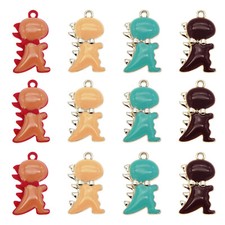 8PCS Enamel Alloy 27x16mm Dinosaurs Hanging Charms Pendant Jewelry DIY Crafts