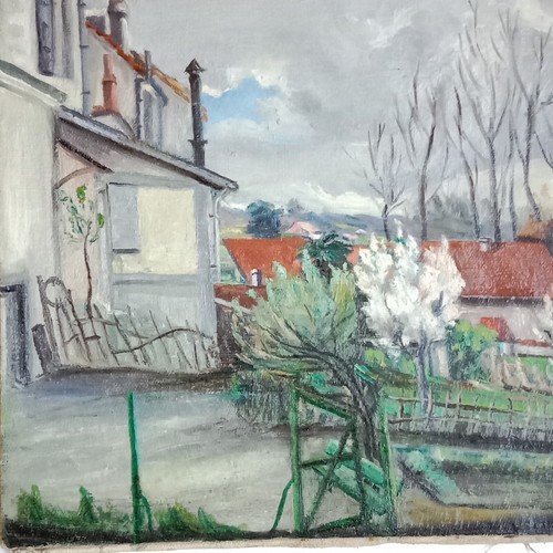 Printemps Paysage Huile sur toile 38 x 46 cm Début 20e Art Moderniste - Picture 1 of 8