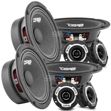 4x DS18 PRO-GM6 6.5" Midrange Car Speakers 4x PRO-TWX1SL Super Bullet Tweeters