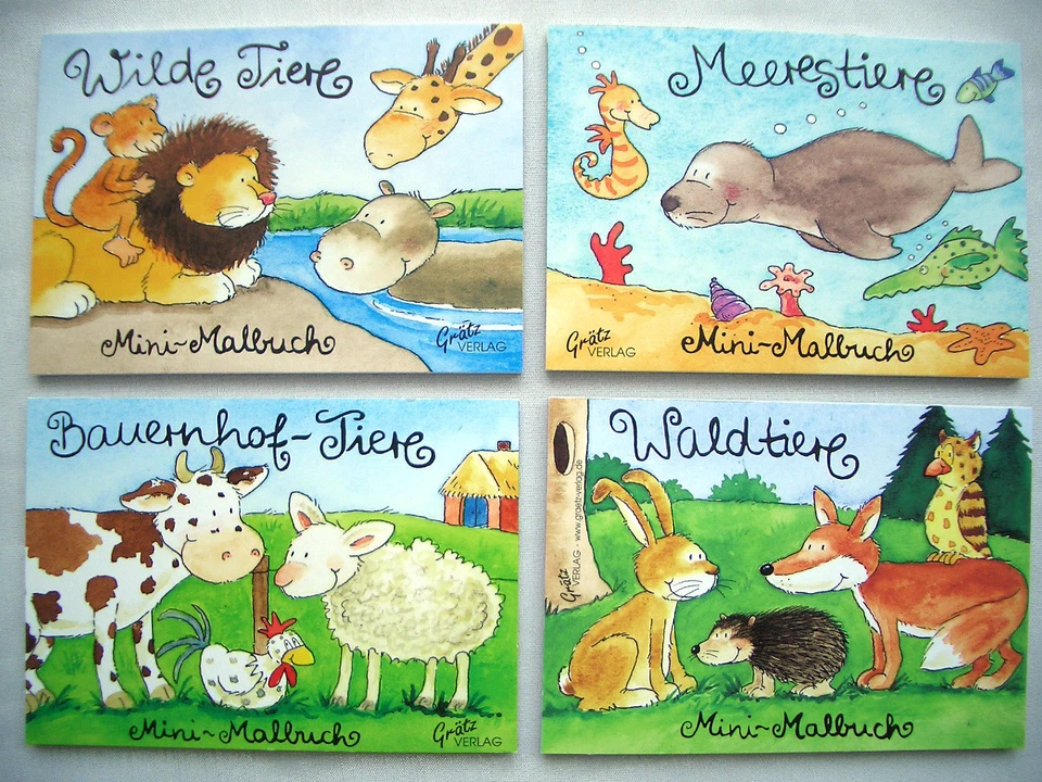 GRÄTZ VERLAG *Mini MALBUCH*A7*GRÄTZ*Wald-Meeres-Wilde-Bauerhof-Tiere*