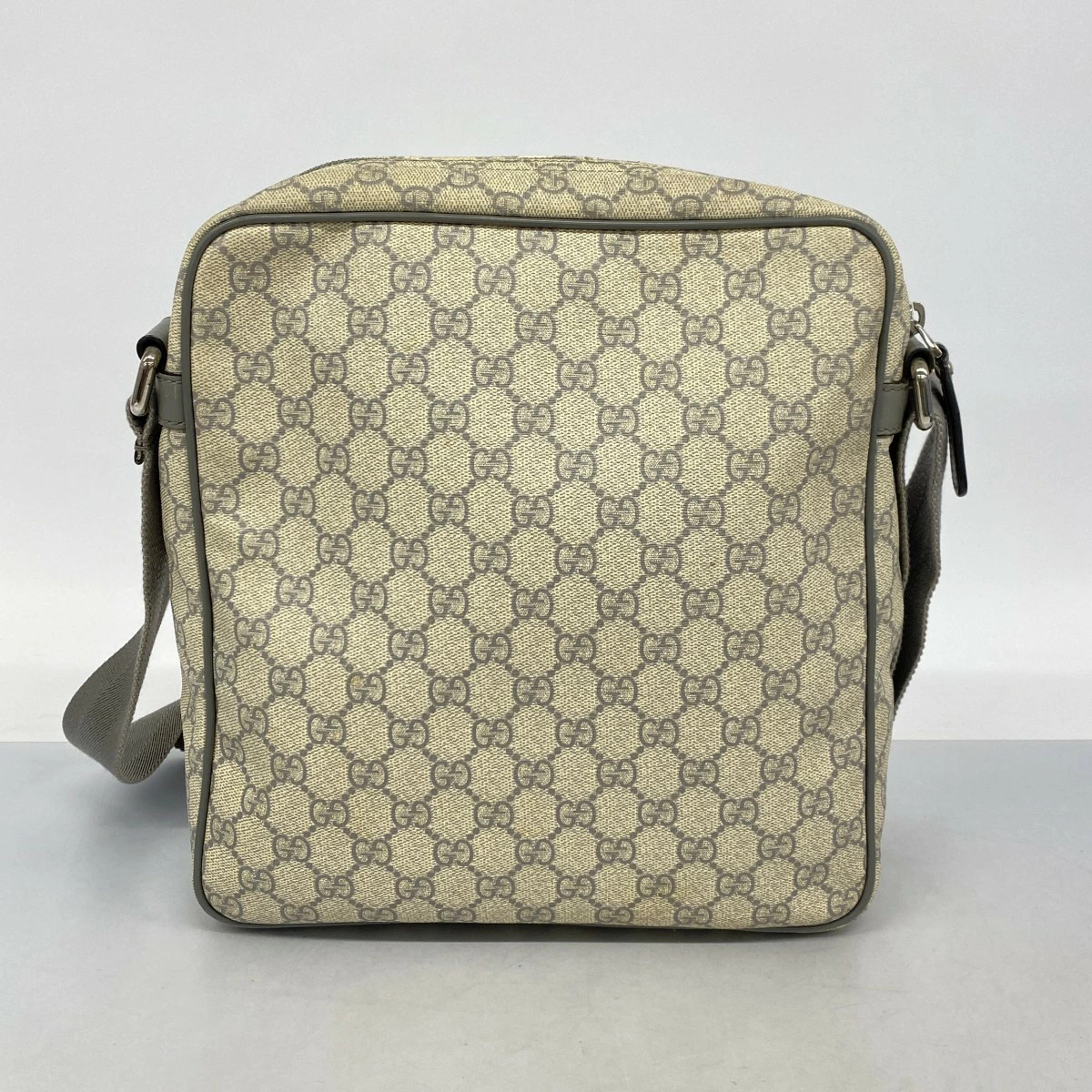 Gucci GG Supreme Shoulder Bag PVC Gray Silver Hardware thumbnail 14