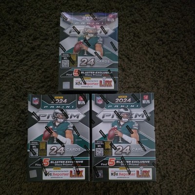 (3) 2024 NFL Prizm Blaster Boxes 5 Disco & 1 Silver Per & 2024 Prizm Retail Pack