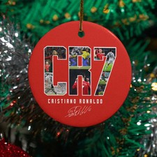 Ronaldo 7 Inspired Ceramic Christmas Ornament - Soccer Story Tribute Keepsake
