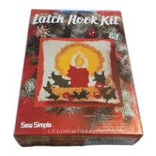 Vintage Sealed Sew Simple Latch Hook Kit Pillow Candle Craft 12' x 12" 