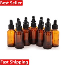 12 Pack 1 oz Amber Glass Bottles with Droppers for Essential Oils  Travel