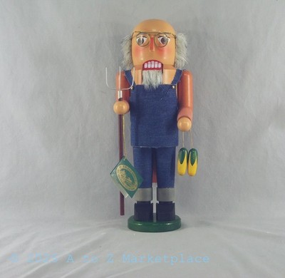 Vintage German Nutcracker Franz Karl Male Farmer 12'' Denim NIB Old Stock #2