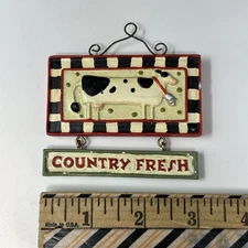 Country Fresh Cow Ornament Rustic Farmhouse Mini Wall Hanging Christmas Kitchen